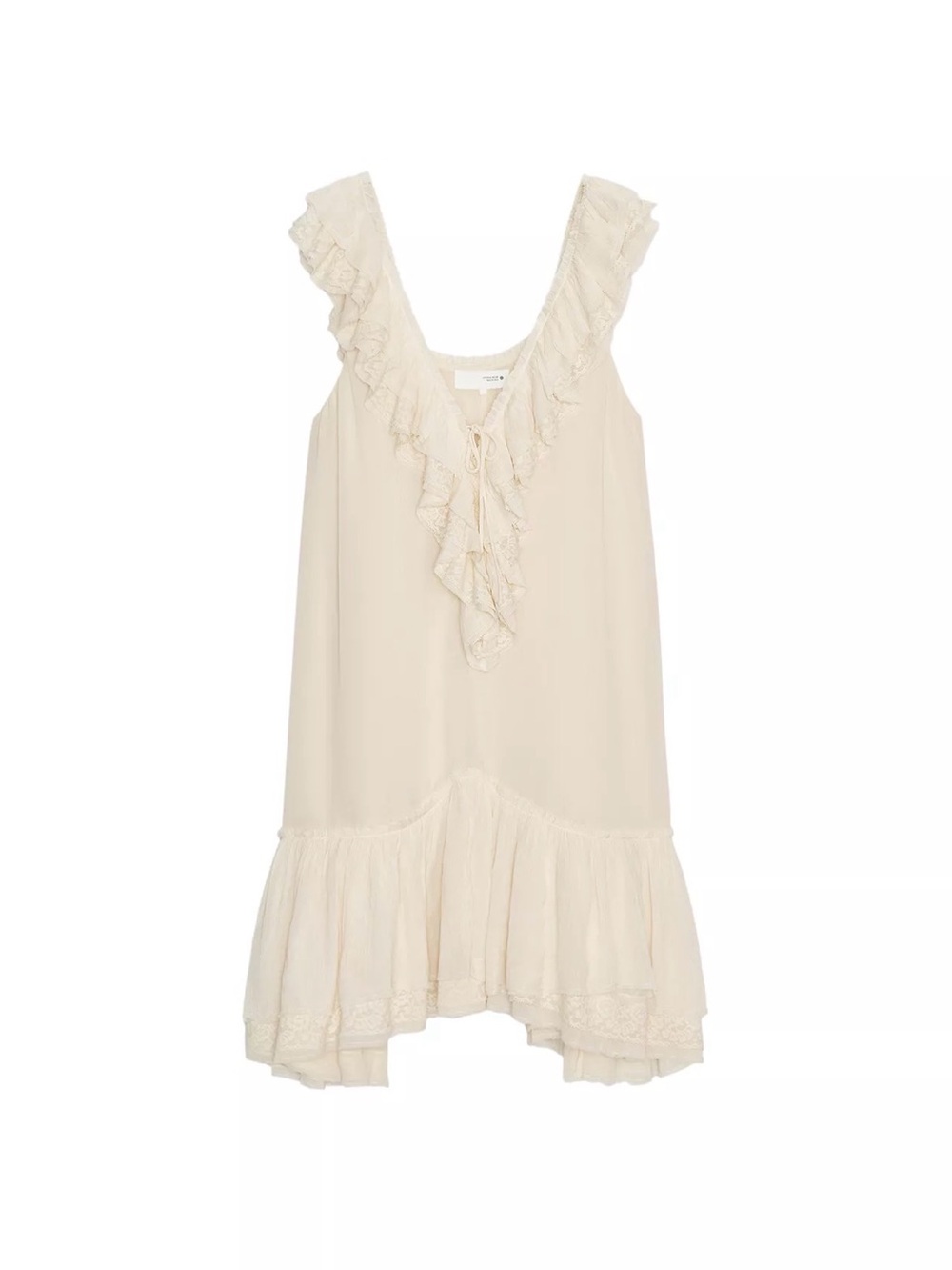 Zara Cream Ruffled lace Mini Dress